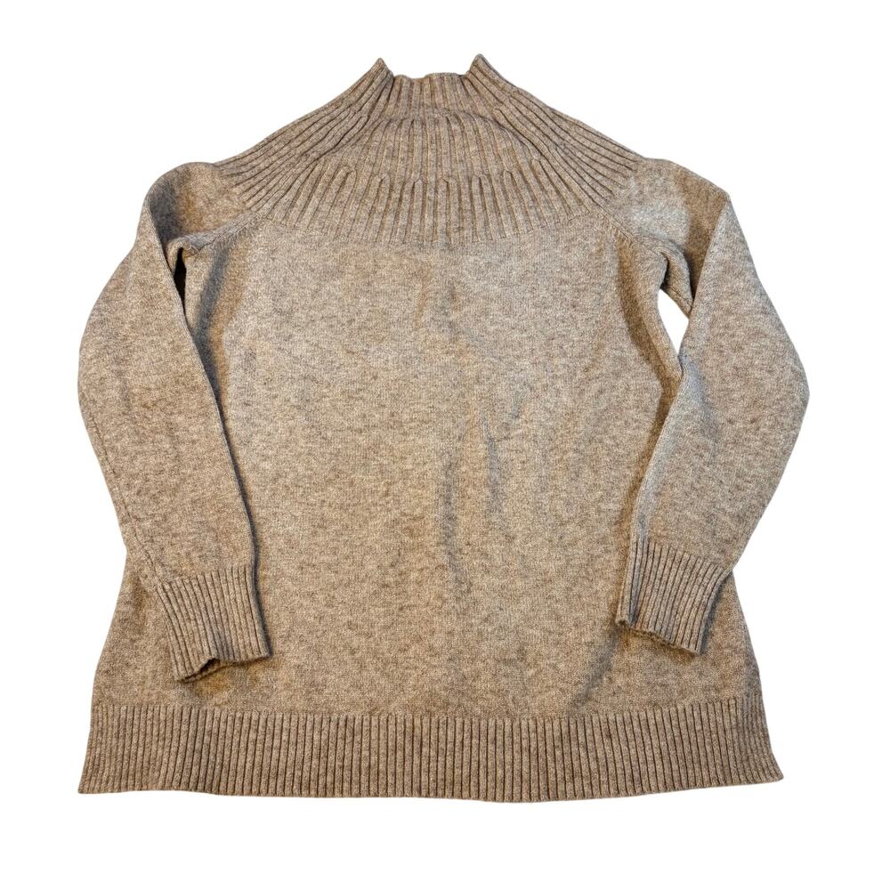 Anthropologie Welford camel mock neck ribbed collar sweater. Size S quiet luxury